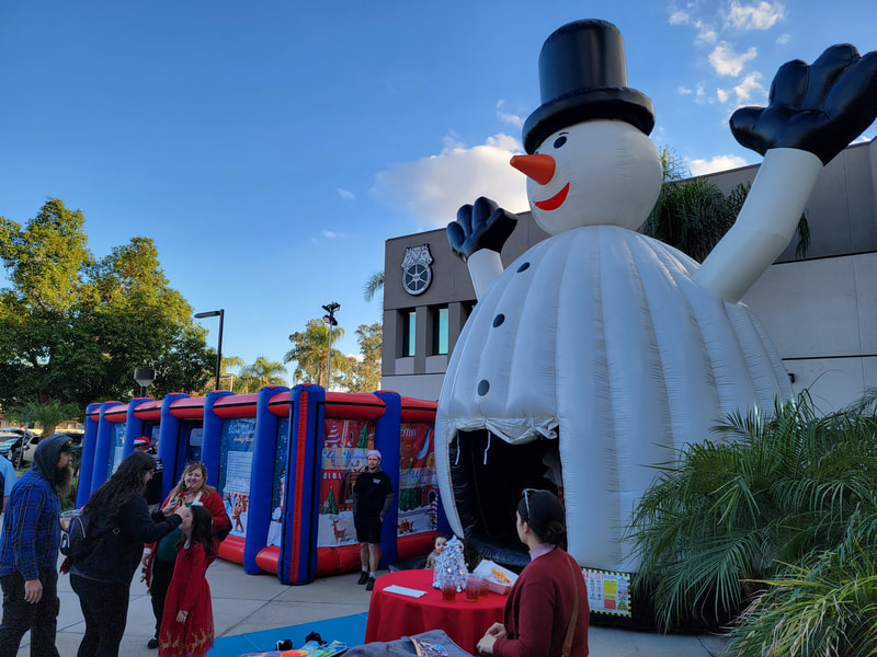 snowman bounce house for company christmas party