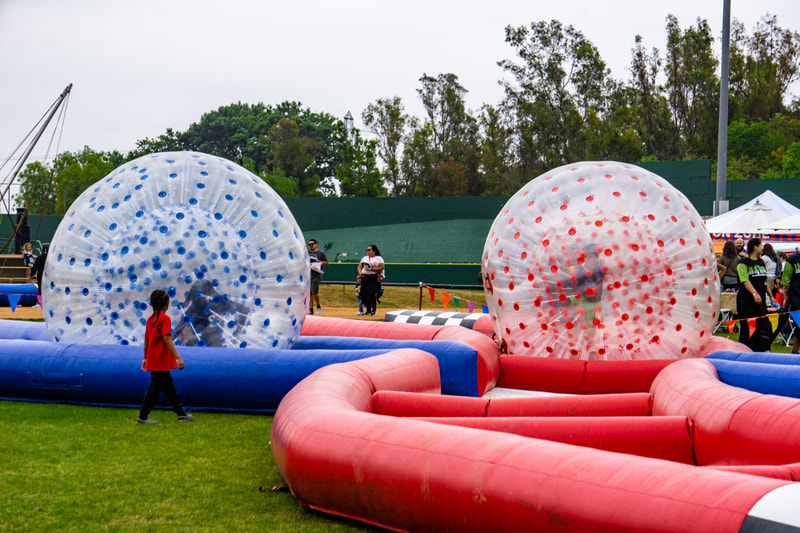 competitive team building activity zorb ball races
